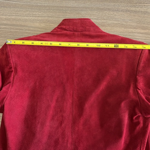 The Tannery Women’s 3/4 Sleeve Red Suede Leather Blazer Jacket Size 5/6 - Picture 10 of 12